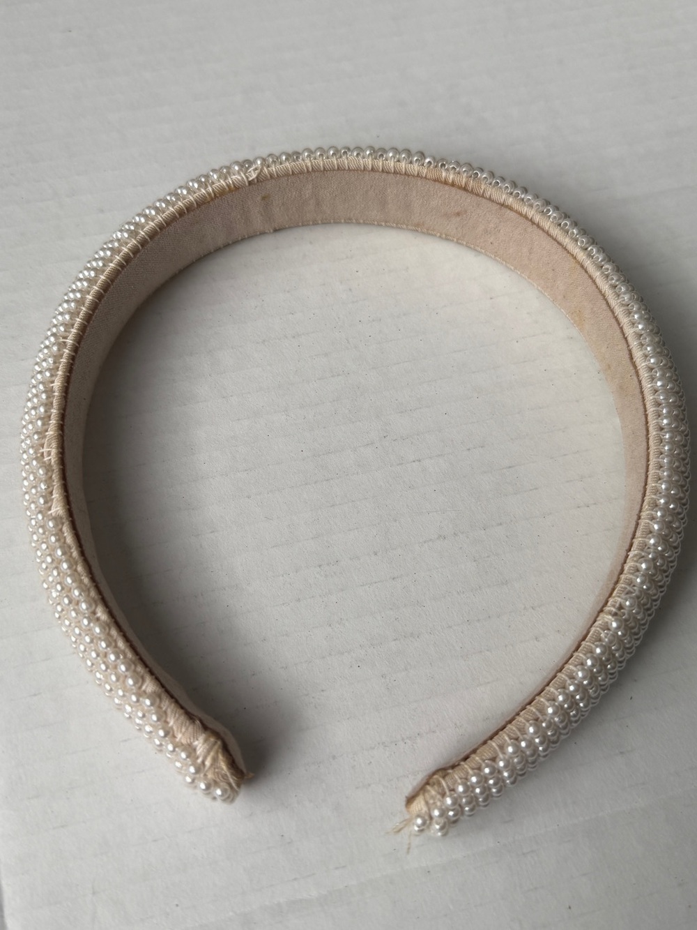 Beaded Pearl Embellished Headband - Cream
